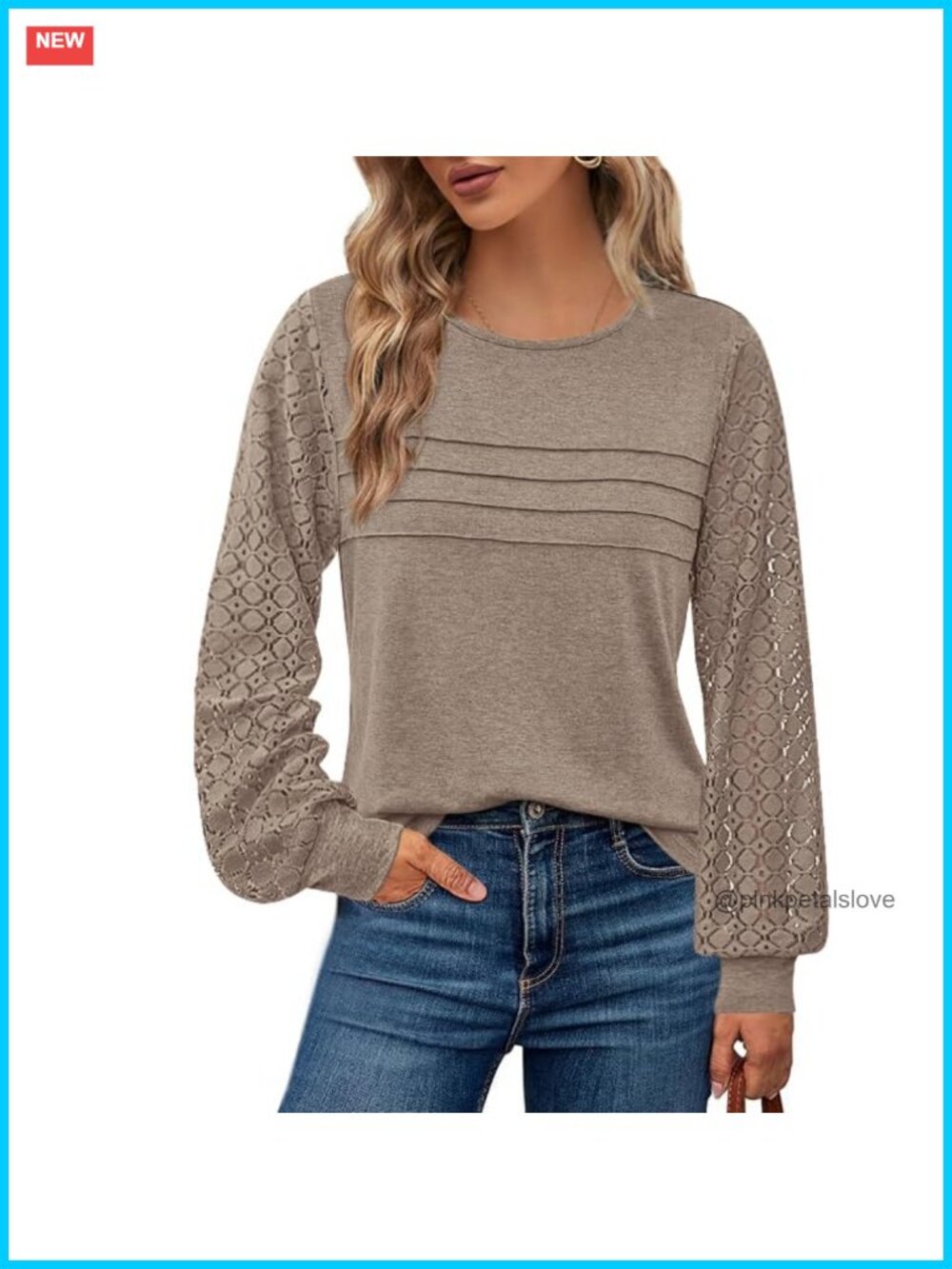 Women's Lace Sleeve Long Sleeve Blouse Dressy Business Casual Top